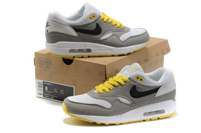 Mens Nike Air Max 87 Premium Shoes White Grey Yellow